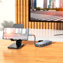 Hub адаптер HOCO Wow 6-in-1 multi-function converter HB51 (HDTV+RJ45+PD+USB 3.0*3)