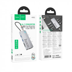 Hub адаптер HOCO Wow 8-in-1 multi-function converter HB52 (HDTV + RJ45 + SD / TF + PD + Type-C 3.0 + USB 3.0*2)