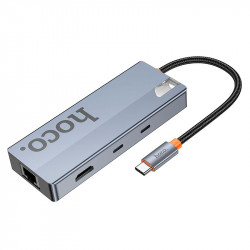 Hub адаптер HOCO Wow 8-in-1 multi-function converter HB52 (HDTV + RJ45 + SD / TF + PD + Type-C 3.0 + USB 3.0*2)