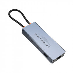 Hub адаптер HOCO Wow 8-in-1 multi-function converter HB52 (HDTV + RJ45 + SD / TF + PD + Type-C 3.0 + USB 3.0*2)