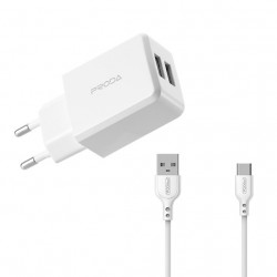 Адаптер мережевий PRODA Type-C cable Linshy Pro PD-A22 |2USB, 2.1A|