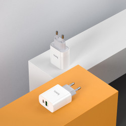 Адаптер мережевий HOCO Rapido C80A |1USB/1Type-C, 3.1A/20W, QC/PD|