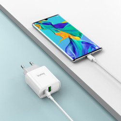 Адаптер мережевий HOCO Rapido C80A |1USB/1Type-C, 3.1A/20W, QC/PD|