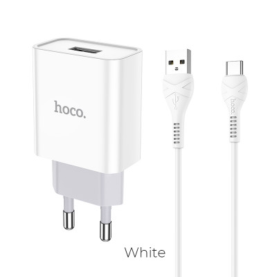 Адаптер мережевий Hoco Type-C cable Asombroso C81A |1USB, 2.1A|