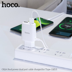 Адаптер мережевий Hoco Type-C Cable Real power C82A |2USB, 2.4A|
