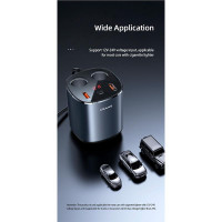 Адаптер автомобільний USAMS Dual Cigarette Lighters Digital Fast Car Charger C28 US-CC151 |2USB/1Type-C, 245W/6A, PD/QC|