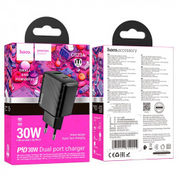 Адаптер мережевий HOCO Sunlight dual-port charger CS23A |1USB/1Type-C, 30W/3A, PD/QC|