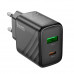 Адаптер мережевий HOCO Sunlight dual-port charger CS23A |1USB/1Type-C, 30W/3A, PD/QC|