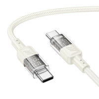Кабель HOCO Spirit Type-C to Type-C transparent charging data cable U129 |60W/3A, 1.2M|