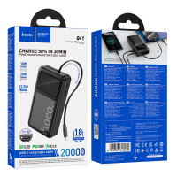 УМБ Hoco Bright power bank with telescopic cable and display Q41 20000mAh |1USB/1Type-C, PD/QC, 22.5W/3A|
