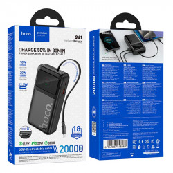 УМБ Hoco Bright power bank with telescopic cable and display Q41 20000mAh |1USB/1Type-C, PD/QC, 22.5W/3A|