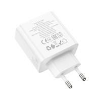 Адаптер мережевий HOCO Awesome C113A |1USB/1Type-C, 65W/3A, PD/QC|
