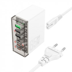Адаптер мережевий Hoco Fuerza six-port charger N36 |3USB/3Type-C, 65W/3A, PD/QC|