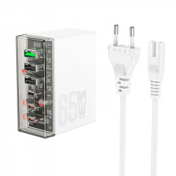 Адаптер мережевий Hoco Fuerza six-port charger N36 |3USB/3Type-C, 65W/3A, PD/QC|