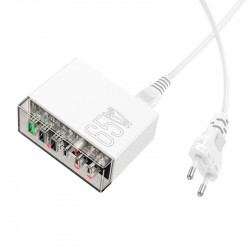 Адаптер мережевий Hoco Fuerza six-port charger N36 |3USB/3Type-C, 65W/3A, PD/QC|