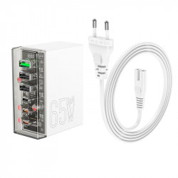 Адаптер мережевий Hoco Fuerza six-port charger N36 |3USB/3Type-C, 65W/3A, PD/QC|
