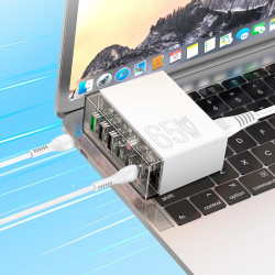 Адаптер мережевий Hoco Fuerza six-port charger N36 |3USB/3Type-C, 65W/3A, PD/QC|