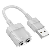 Перехідник HOCO Spirit 2-in-1 transparent external sound card for earphones USB to 3.5 mm LS37 |15cm, DAC|