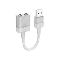 Перехідник HOCO Spirit 2-in-1 transparent external sound card for earphones USB to 3.5 mm LS37 |15cm, DAC|