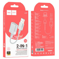 Перехідник HOCO Spirit 2-in-1 transparent external sound card for earphones USB to 3.5 mm LS37 |15cm, DAC|