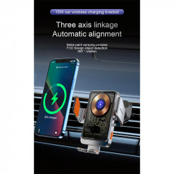 Тримач Auto open-close Transparent Wireless Charger T11 |15W|