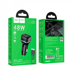 Адаптер автомобільний Hoco Rank dual port Car charger Z58A (Type-C to Type-C set) |1USB/1Type-C, 48W