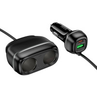 Адаптер автомобільний Hoco Rank dual port Car charger Z59 |1USB/1Type-C/2 port 240W cigarette lighter, PD30W/QC|