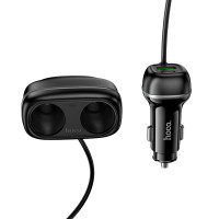 Адаптер автомобільний Hoco Rank dual port Car charger Z59 |1USB/1Type-C/2 port 240W cigarette lighter, PD30W/QC|