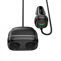 Адаптер автомобільний Hoco Rank dual port Car charger Z59 |1USB/1Type-C/2 port 240W cigarette lighter, PD30W/QC|