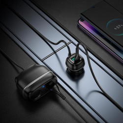 Адаптер автомобільний Hoco Rank Car charger Z59A |2USB/2TypeC/1 slot 240W cigarette lighter, PD30W/Q