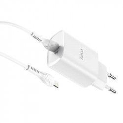 Адаптер мережевий Hoco Type-C to Lightning Cable Smart N14 |Type-C, PD, 20W| (Safety Certified)