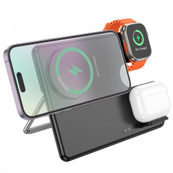 Зарядка Qi HOCO Geek folding 3-in-1 magnetic wireless fast charger CQ1 (iWatch/phone/earphone, 15wqi, 27w Type-C)