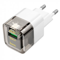 Адаптер мережевий HOCO Platinum dual-port C131A |1USB/1Type-C, 30W/3A, PD/QC|