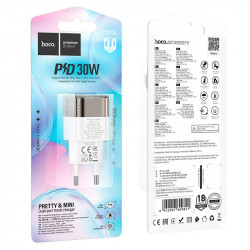 Адаптер мережевий HOCO Platinum dual-port C131A |1USB/1Type-C, 30W/3A, PD/QC|