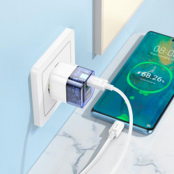 Адаптер мережевий HOCO Platinum dual-port C131A |1USB/1Type-C, 30W/3A, PD/QC|