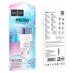 Адаптер мережевий HOCO Platinum dual-port C131A |1USB/1Type-C, 30W/3A, PD/QC|