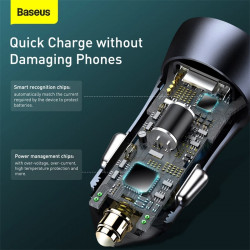 Адаптер автомобільний BASEUS Golden Contactor Pro Dual Quick Charger Car Charger |2USB, 5A/40W, QC| (CCJD-A0G)