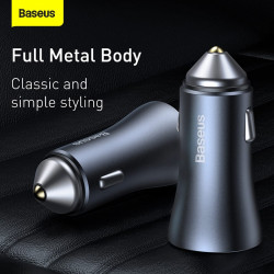 Адаптер автомобільний BASEUS Golden Contactor Pro Dual Quick Charger Car Charger |2USB, 5A/40W, QC| (CCJD-A0G)