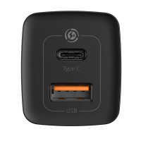 Адаптер мережевий BASEUS GaN2 Lite Quick Charger |1USB/1Type-C, 65W/3A, PD/QC| (CCGAN2L-B02)
