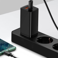 Адаптер мережевий BASEUS GaN2 Lite Quick Charger |1USB/1Type-C, 65W/3A, PD/QC| (CCGAN2L-B02)