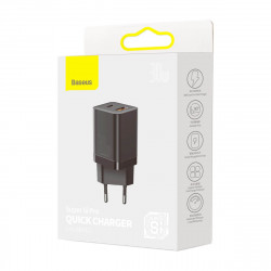 Адаптер мережевий BASEUS Super si Pro Quick Charge |1USB/1Type-C, 30W/3A, PD/QC| (CCSUPP-E02)