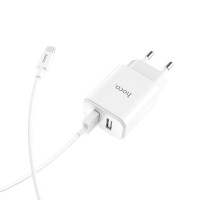 Адаптер мережевий Hoco Micro cable Victoria C62A |2USB, 2.1А|