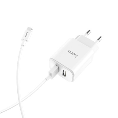 Адаптер мережевий Hoco Micro cable Victoria C62A |2USB, 2.1А|