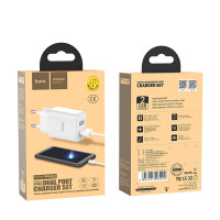 Адаптер мережевий Hoco Micro cable Victoria C62A |2USB, 2.1А|