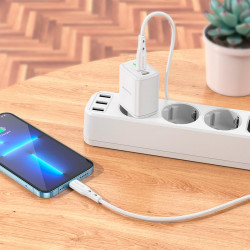 Адаптер мережевий BOROFONE Type-C to Lightning Cable Reacher dual Port charger set BN9 |2Type-C, 35W/3A, PD/QC|