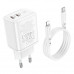 Адаптер мережевий BOROFONE Type-C to Lightning Cable Reacher dual Port charger set BN9 |2Type-C, 35W/3A, PD/QC|