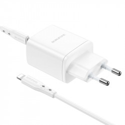 Адаптер мережевий BOROFONE Type-C to Lightning Cable Reacher dual Port charger set BN9 |2Type-C, 35W/3A, PD/QC|