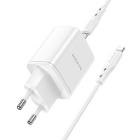 Адаптер мережевий BOROFONE Type-C to Lightning Cable Reacher dual Port charger set BN9 |2Type-C, 35W/3A, PD/QC|