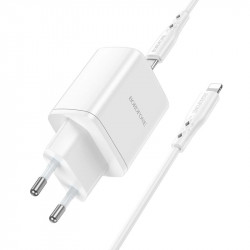 Адаптер мережевий BOROFONE Type-C to Lightning Cable Reacher dual Port charger set BN9 |2Type-C, 35W/3A, PD/QC|