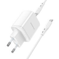 Адаптер мережевий BOROFONE Type-C to Type-C cable Reacher dual Port charger set BN9 |2Type-C, 35W/3A, PD/QC|